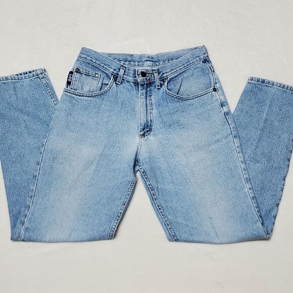 𝅺VINTAGE 1970s-80s Lee Light Distressed Stone Wash High Rise Jeans 30 - Picture 5 of 14